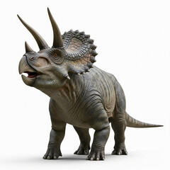 Fototapeta premium Triceratops is also one of the most famous dinosaurs in the world. It is nicknamed the three-horned dinosaur because of the three horns and skull-like appendages on its head.