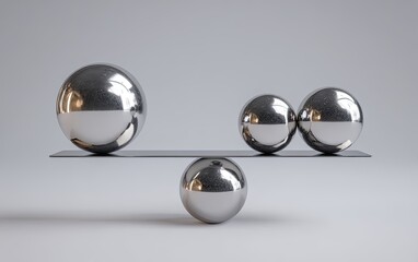 Metallic spheres balanced on a scale