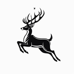 Deer Logo Image. Deer Running Logo Design Vector and Vector Art On white background.
