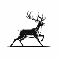 Deer Running Logo Design Vector and Vector Art On white background.