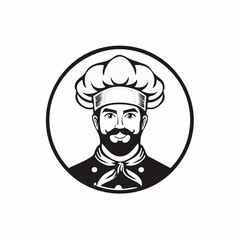 Chef character logo design template vector isolated on white background.