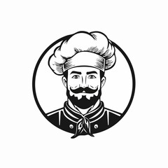 Chef character logo design template vector isolated on white background.