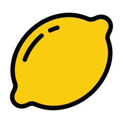 Bright yellow lemon fruit icon with bold outline