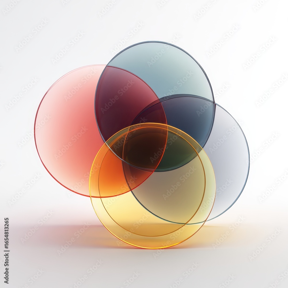 Aufkleber overlapping colored circles create a venn diagram, isolated on white, concept use