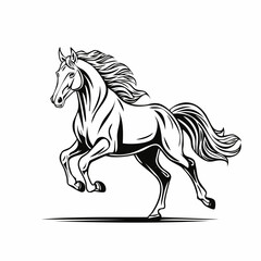 Outline running horse logo vector illustration isolated on white background.