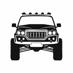 Front view Offroad 4x4 car silhouette Vector Image isolated on white background.