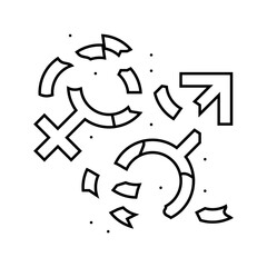 breaking gender stereotypes line icon vector illustration