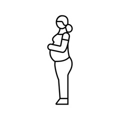 Fototapeta premium pregnant woman profile line icon vector illustration
