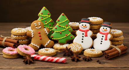Obraz premium christmas cookies and christmas decorations