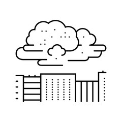 cloud over city chemical pollution line icon vector illustration