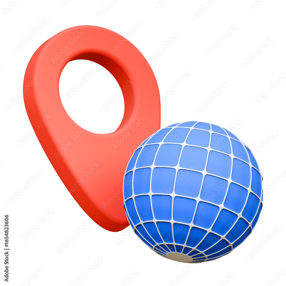 Poster planet earth globe with location map pointer on an isolated background. globe direction navigation e