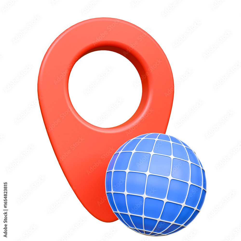 Poster planet earth globe with location map pointer on an isolated background. globe direction navigation e