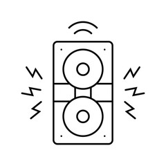 speaker system nightclub emitting noise waves line icon vector illustration