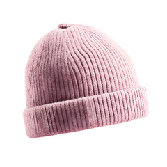 Dusty Rose Knit Beanie, isolated on transparent background