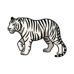 Obraz premium Ultra-realistic black and white vector illustration of a tiger with intricate fur lines. Fully scalable SVG format, ideal for graphic design, logos, wildlife projects, and digital illustrations.