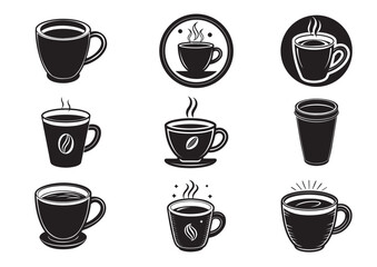 Obraz premium Coffee cup silhouette vector Set