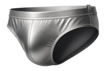 High-cut men's swim briefs in metallic silver