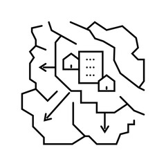 expansion of city borders map line icon vector illustration