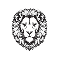 Majestic Lion Head Black and White Illustration 1.