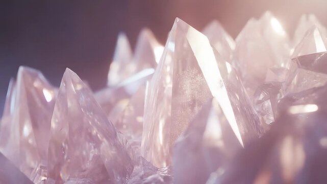 Ethereal Pink Crystal Cluster Shimmers with Soft Light and Delicate Sparkle