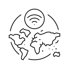 internet usage density map line icon vector illustration