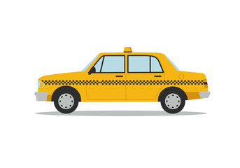 Classic Yellow Taxi Cab Side View Illustration.