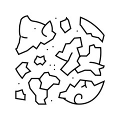 broken empty piggy bank line icon vector illustration