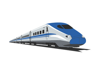 Sleek Blue and White High-Speed Train Illustration.