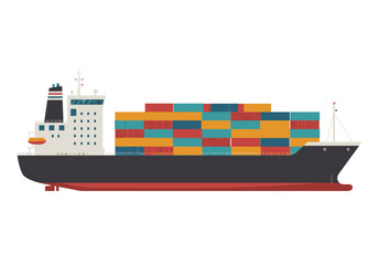 Cargo Ship with Colorful Shipping Containers.