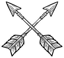 Two Crossed Arrows Silhouette Grunge Style