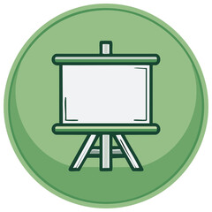 Simple Easel with Blank White Board in Green Circle Icon