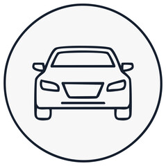 Obraz premium Front View of Modern Car Icon Minimalist Automotive Design in Circle