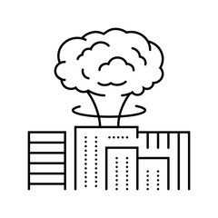 fallout on city skyline radioactive pollution line icon vector illustration