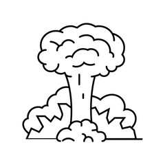 nuclear explosion cloud radioactive pollution line icon vector illustration