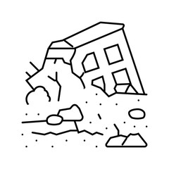 destroyed landscape radiation radioactive pollution line icon vector illustration