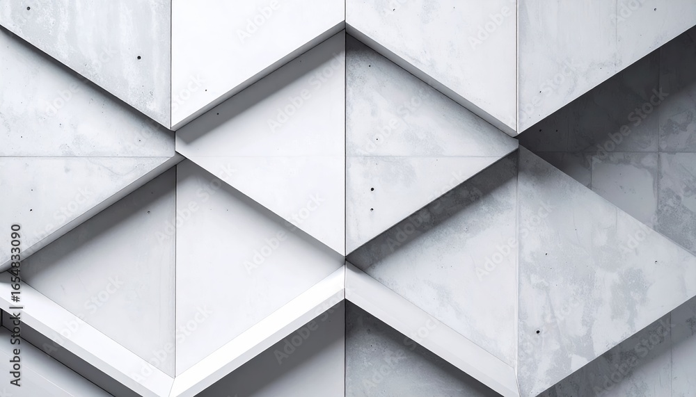 Poster geometric concrete structure with triangular forms and minimalist aesthetic appeal