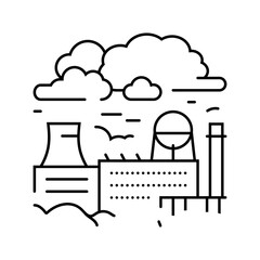 industrial zone covered heavy smog line icon vector illustration