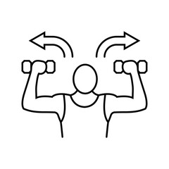 dumbbell rotational arrow line icon vector illustration