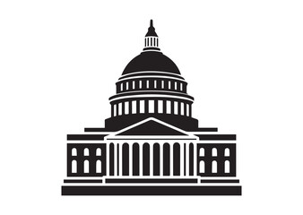 Capitol building silhouette black vector white background