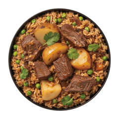 Fototapeta premium Delicious beef biryani isolated on white background 
