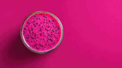 Vibrant Dragon Fruit Smoothie in Glass Jar on Bright Pink Background