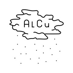 acid rain carrying toxic metals like aluminum copper line icon vector illustration