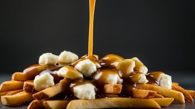 Delicious poutine with fries, cheese curds, and gravy