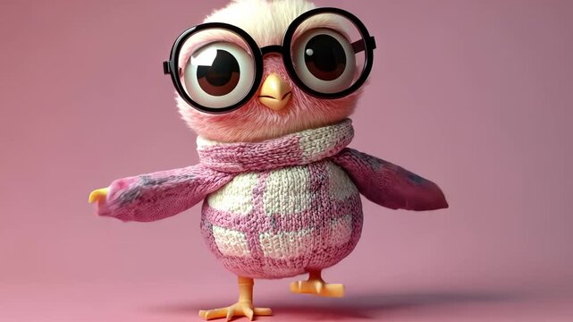 Cute Cartoon Owl Couple Vector Illustration with Fun Blue Feathers and Funny Beaks