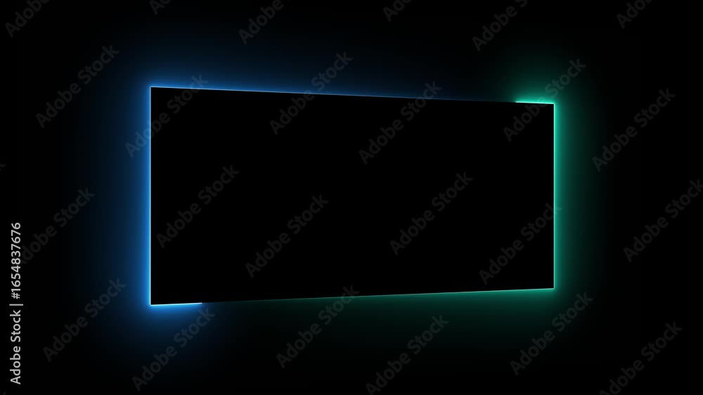 Poster neon rectangle shape animation isolated on black background