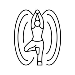 stretching pose energy circles line icon vector illustration