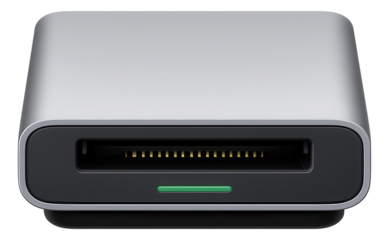 High-capacity card reader with support for UHS-II SD cards and fast read/write speeds