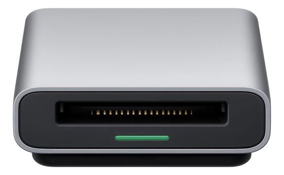 High-capacity card reader with support for UHS-II SD cards and fast read/write speeds