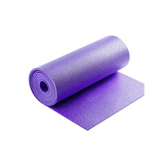Rolled Purple Yoga Mat on Black Background