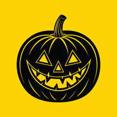 Halloween Spooky Pumpkin Face Vector – Evil Creepy Cute Silhouette Icon Illustration for Holiday Decor